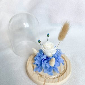 Santorini Blue Single Forever Rose Glass Dome