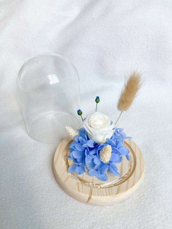 Santorini Blue Single Forever Rose Glass Dome