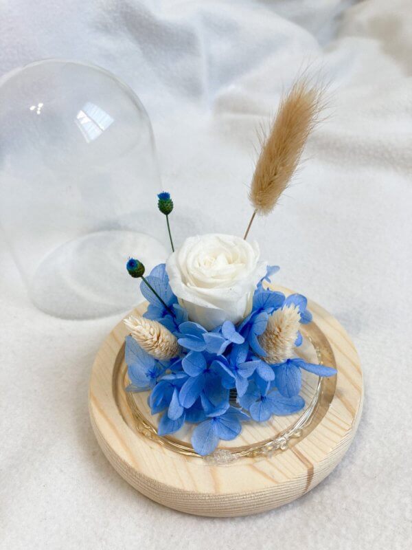 SSantorini Blue Single Forever Rose Glass Dome