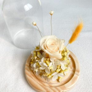 Yellow Forever Rose in Glass Dome