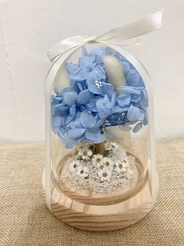 Blue preserved hydrangea dome