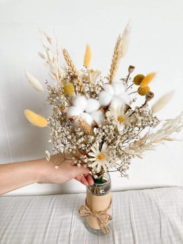 Upsize yellow dried flower in vase