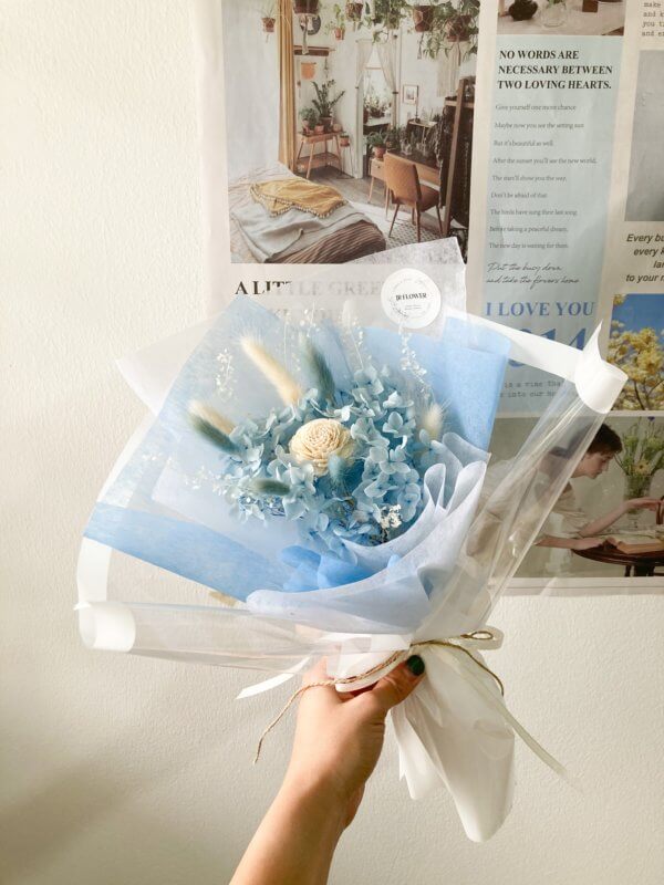 large size blue preserved hydrangea bouquet