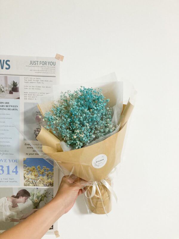 Large blue colour dried baby breath bouquet