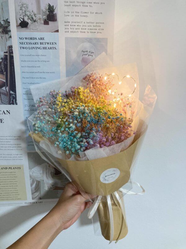 Galaxy colour dried baby breath bouquets