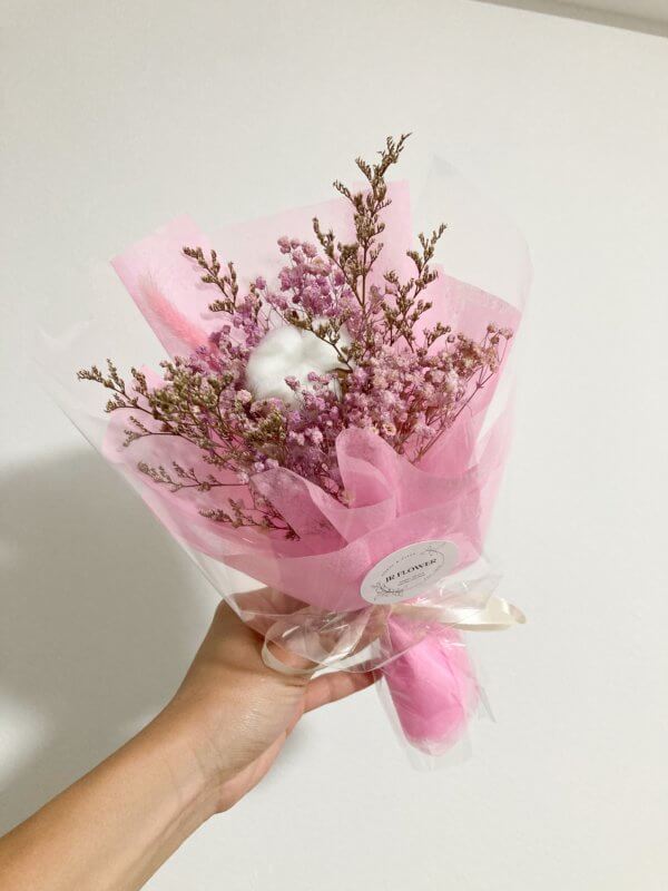 Korean style small dried flower bouquet - pink