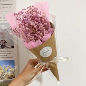 Regular pink colour dried baby breath bouquet