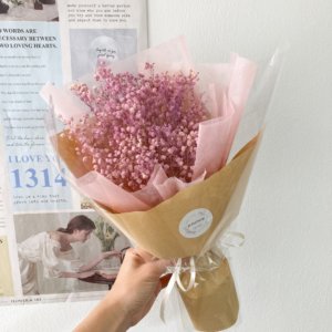 Large pink colour dried baby breath bouquet