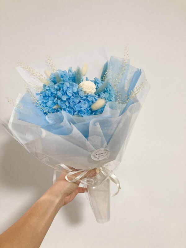 Large size blue preserved hydrangea bouquet