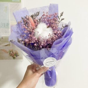 purple small dried flower bouquet