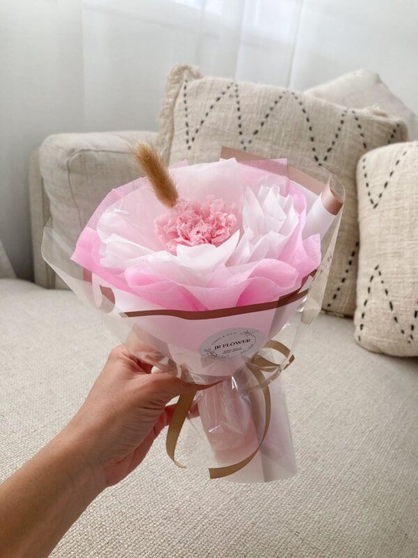 Pink single carnation flower bouquet