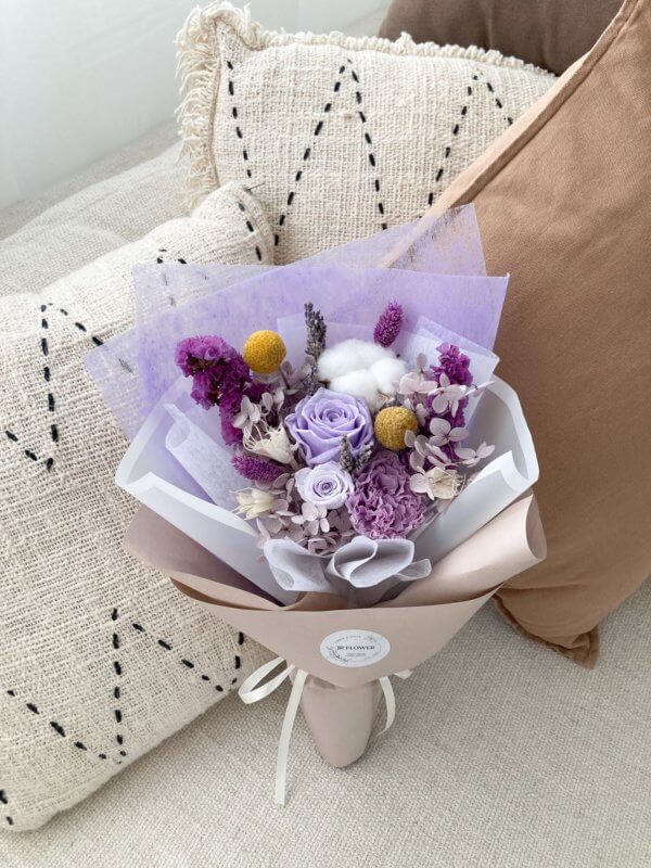 sweet tomita purple rose and carnation flower bouquet